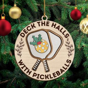 Wooden Pickleball Ornaments - Christmas Tree Decor, Gifts for Pickleball Lovers