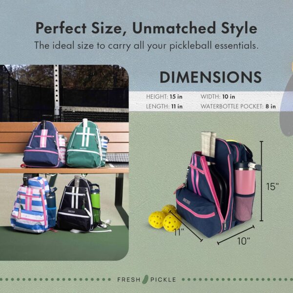 Teddi Pickleball Backpack Grn/wh- Large Capacity Pickleball Bags for Women - Durable 1000D Nylon, Multipurpose Paddle Case with Multiple Pockets, Stylish Paddle Bag