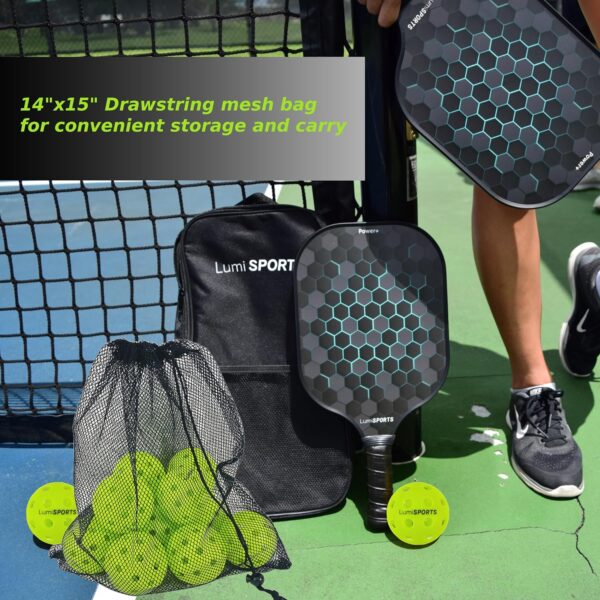 12-Pack Premium Outdoor Pickleball Balls | 40 Holes Fluorescent Green Balls | All-Surface Play | Crack-Resistance | Convenient Drawstring Mesh Bag | USAPA Official Size and Weight