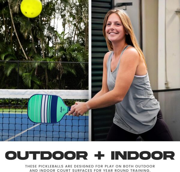 Franklin Sports Training Pickleballs - Training Pickleballs for Beginners + Skill Practice - 69mm or 80mm Outdoor Pickleballs - Pickleball 3 Pack - Optic Yellow