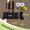 NQV Pickleball Set with Net-10FT Half Court Size Pickleball Net+Wood Pickleball Paddles+Pickle Balls+Ball Retrievers, Portable Outdoor Driveway Indoor for Adults Beginners