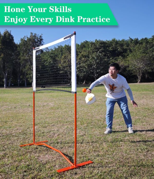 Zdgao Small Pickleball Net Set- 10FT Mini Pickleball Net, 4FT Adjustable Height Dink Training Rebounder Net with Outdoor Pickleballs, Paddles Set of 2 and Carry Bag for Driveway, Backyard