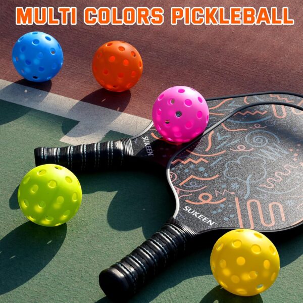 Sukeen Pickleball Balls Outdoor 40 Holes, High Bounce Pickleball Balls with Mesh Bag, High Visibility Pickle Balls for All Pickleball Paddles