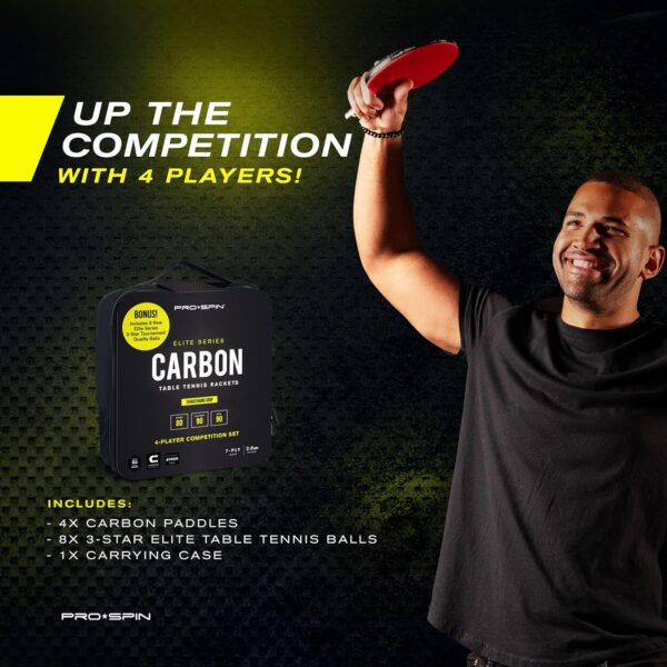 PRO SPIN Ping Pong Paddles - Professional Level Table Tennis Rackets with Carbon Fiber for Superior Control | 7-Ply Blade, Premium Rubber, 2.0mm Sponge | Includes Protector Case