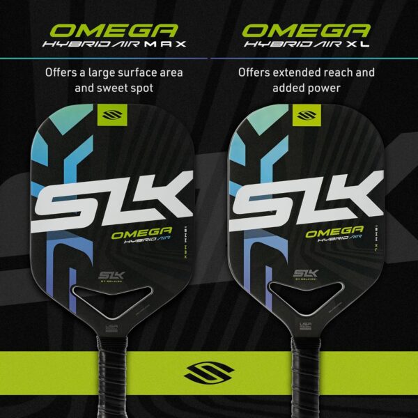 2025 SLK Omega MAX Pickleball Paddle | 12k UltraWeave Carbon Fiber Face with Rev-Control Polymer Core | ProSpin+ Texture for Spin and Control | Max Blue