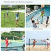 SONGMICS Badminton Net, Height Adjustable Volleyball Net, Pickleball Net for Junior Tennis, Kids, Indoor Outdoor Court, Foldable Nylon Net with Poles 10ft/13ft/16.5ft Wide