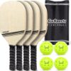 GoSports Pickleball Sets - Classic, Retro, Steel Blue, or Yellow - Includes 4 Paddles, 4 Regulation Pickleballs and Carry Case