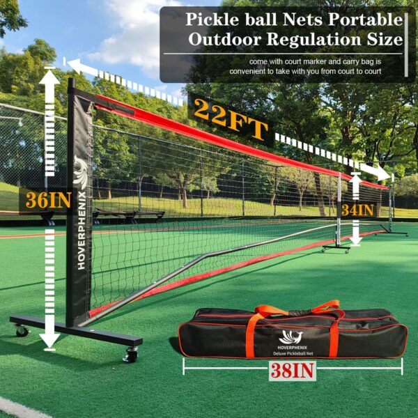 Pickleball Net for Driveway, Portable Pickleball Net System with Regualtion Size 22FT Pickle Ball Net, Outdoor Pickleballs, Carry Bag, Weather Resistant Metal Frame