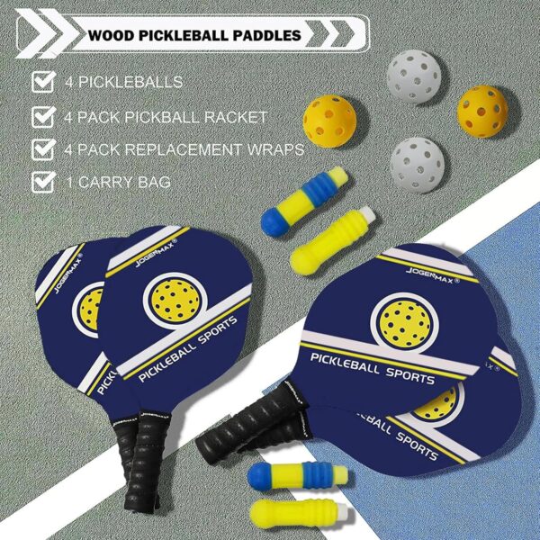Portable Pickleball Net System with Lockable Wheels, Metal Frame Pickleball Court with LED Light, Regulation Size Net with Durable Carrying Bag, and 4 Pickleball Rackets.