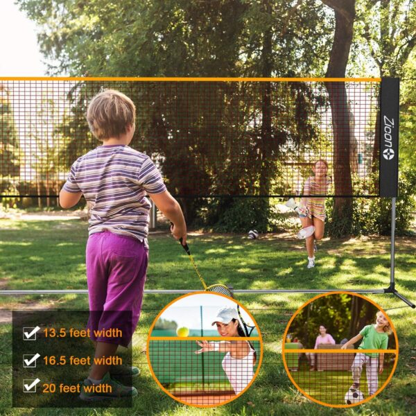 Portable Tennis Net,Stainless Steel Poles Badminton Net Set Adjustable Height Nylon Net with Carry Bag, for Kids Volleyball, Pickleball,Soccer, Indoor, Outdoor Court, Backyard, Beach, Driveway
