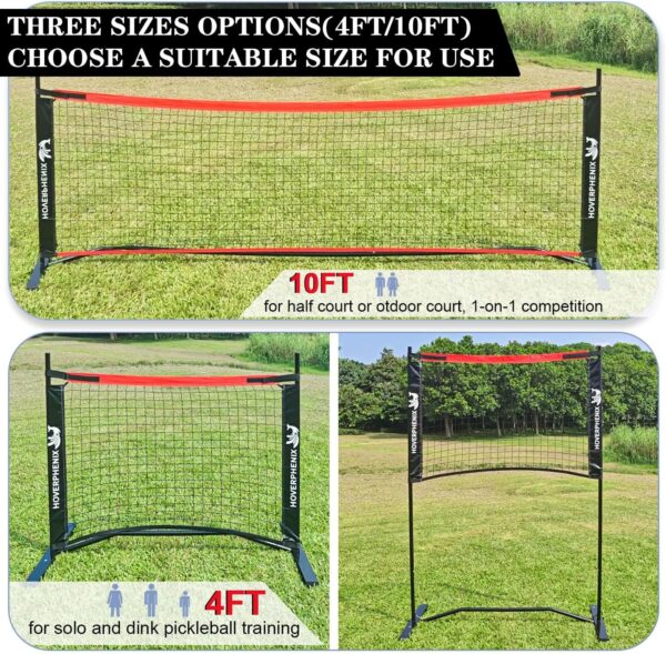 Hoverphenix 10FT Mini Pickleball Net, 4FT Adjustable Height Dink Training Rebounder Net with Paddles Set of 2, Pickleballs and Carry Bag for Outdoor Indoor Driveway Game, Easy Setup