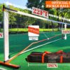 Pickleball Net Set for Driveway, 22FT Regulation Size Pickleball Net with Paddles Set of 4, Outdoor Pickleballs and Carry Bag for Driveway, Weather Resistance Strong Steel Frame