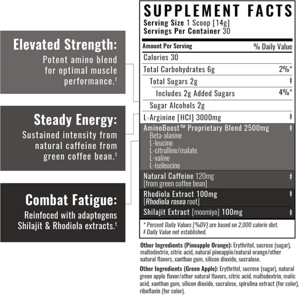 Wilderness Athlete - Brute Force Pre-Workout | Best Pre Workout Powder for Women & Men - Preworkout Drink Supplements with Natural Caffeine - Workout Supplement for Men & Women (Green Apple)