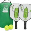 Big Dill Pickleball Paddle Set 2-Pack Pickleball Paddles with Outdoor Pickleball Balls, Paddle Covers & Carry Bag | Pickleball Paddles Set of 2 USAPA Approved