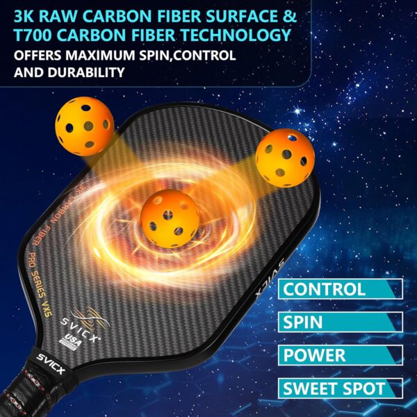 91xcG-4ziQL._AC_SL1500_.jpg Pickleball Paddle,3K Carbon Fiber Pickleball Paddles with Ultimate Control,Spin & Consistency,16MM High Performance Carbon Fiber Pickle Ball Racket,Extended Handle,USAPA Approved