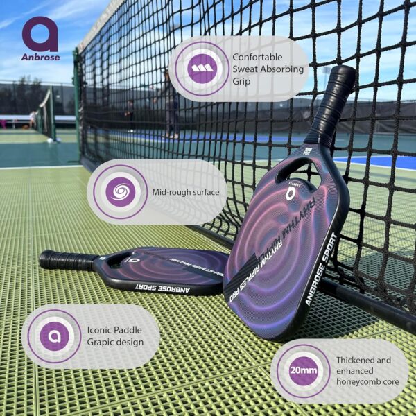 A. Anbrose RRP Edgeless Pickleball Paddle | USAPA Approved | T700 3K Carbon Fiber Face | 19.6mm Polypropylene Honeycomb Core | Aerodynamic Cutout | Ideal for Adults