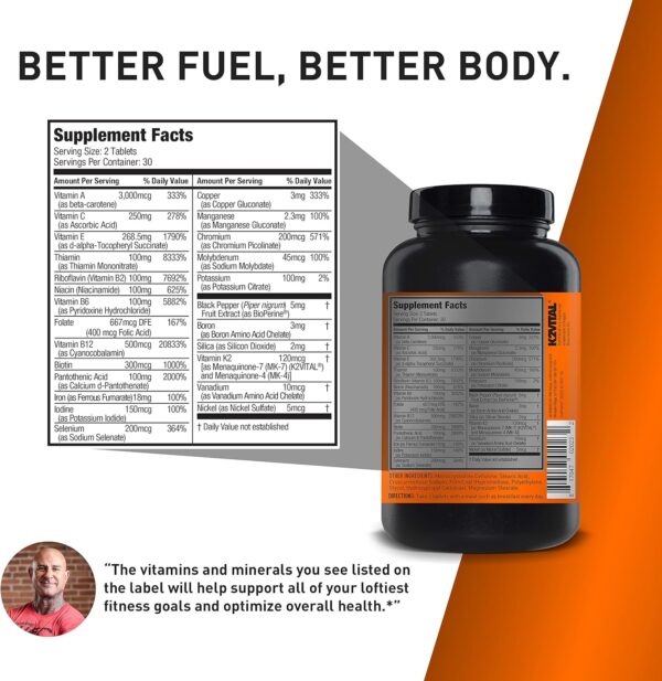 JYM Supplement Science Vita JYM Sports Multivitamin & Mineral Support, Vitamin A, C, B6, B12, E, K, Boron, Biotin, Potassium 60 Tablets