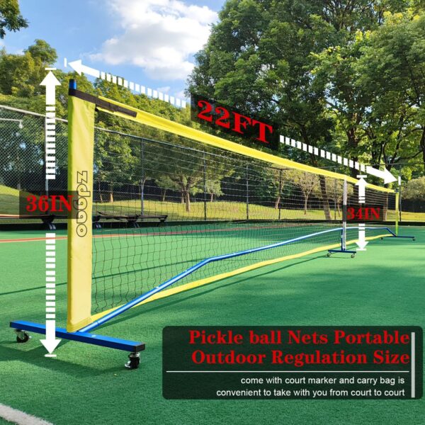 Pickleball Net for Driveway - Portable Pickleball Set with Net and Paddles Set of 4, Court Marking Kit, Outdoor Pickleballs, Carry Bag, Steady Metal Frame Easy Setup