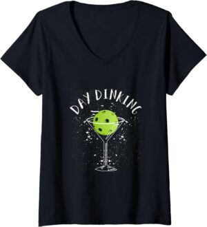 Womens Pickleball Player Paddle Outfit I Pickle Ball Day Dinking V-Neck T-Shirt