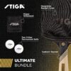 STIGA Carbon+ Bundle Ping Pong Paddle Set – 7-ply Extra Light Carbon Fiber Blade – 2mm Premium Sponge – Concave Pro Handle – 2 3-Star Tournament Balls – Neoprene Racket Cover – Player Wristband