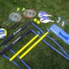 Triumph Sports Multi-Sport Versatile Combo Outdoor Game Net Set Includes Volleyball, Badminton, and Pickleball, Blue (35-7510-2)