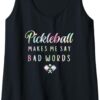 Womens Pickleball Makes Me Say Bad Words Tie Dye Pickleball Players Tank Top
