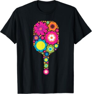 Pickleball Sports Racquet Racket Paddle Flowers Women Girls T-Shirt
