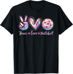 Funny Pickleball Shirts Retired Ladies Peace Love Pickleball T-Shirt