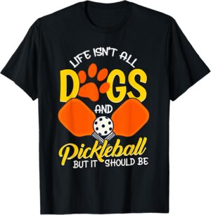 Unisex Adults Pickleball Fan Cool Pickleball Lover Black Short Sleeve V-Neck Classic Fit Polyester Cotton T-Shirt