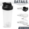 Shaker Bottle with Balls Leak Proof Drink Ideal for Workout Supplements,Protein Powder, BPA Free, Nutrition, Portable Fitness Enthusiasts Athletes，20oz，White