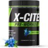 X-CITE Pre-Workout by ATHLEAN-X - Enhanced Formula with Beta-Alanine, Creatine & Caffeine for Ultimate Energy, Endurance, Focus & Muscle Pump, NSF Certified (22 Servings, Sour Blue Raspberry)