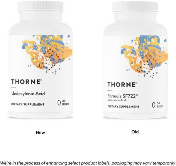 THORNE Undecylenic Acid (Formerly Formula SF722) - 250 mg of Undecylenic Acid - for a Healthy Balance of Gut & Vaginal Flora* - Gluten Free - 250 Gelcaps - 50 Servings