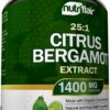 NutriFlair Organic Citrus Bergamot 1400mg, 120 Capsules - 25:1 Citrus Bergamia - Essential Oil and Citrus Bioflavonoids - Natural Heart Health Supplements for Women and Men - Non-GMO Pills