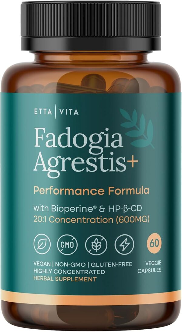 Organic Fadogia Agrestis 600mg for Natural Test Support (2X More Pure - 3X More Absorbent) Athlete Approved - Supports Muscle Growth & Recovery, Healthy Energy Levels, Drive, Stamina & Mood - 60ct