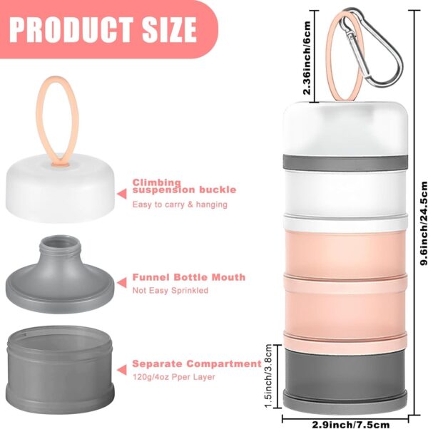 4 Pcs Protein Powder Container with Funnels Stand, 4 Stackable Protein Powder Dispenser with 4 Portable Keychain Supplement Container & Dispenser for Workout, Fitness, Travel (4 Color)