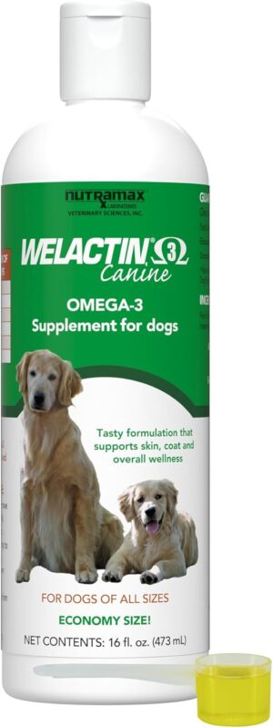 Nutramax Welactin Omega-3 Fish Oil Skin and Coat Health Supplement Liquid for Dogs - 16 Ounce