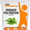BulkSupplements.com Organic Pea Protein Powder - Plant Based & Vegan Protein Powder - Unflavored & Gluten Free, 30g per Serving, 500g (1.1 lbs) (Pack of 1)