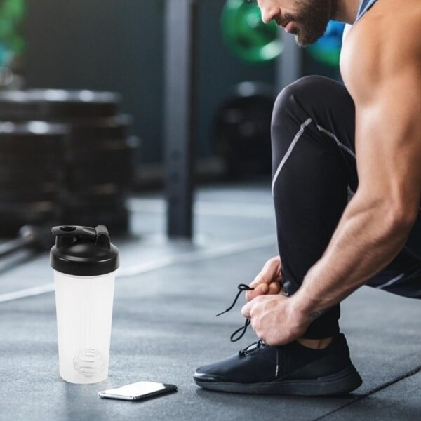 Shaker Bottle with Balls Leak Proof Drink Ideal for Workout Supplements,Protein Powder, BPA Free, Nutrition, Portable Fitness Enthusiasts Athletes，20oz，White