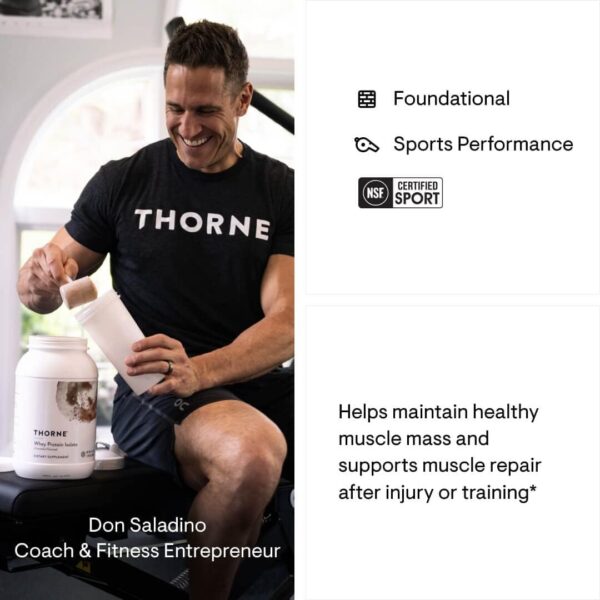 THORNE - Whey Protein Isolate - 21 Grams of Easy-to-Digest Whey Protein Powder - NSF Certified for Sport - Chocolate - 31.9 Ounces - 30 Servings