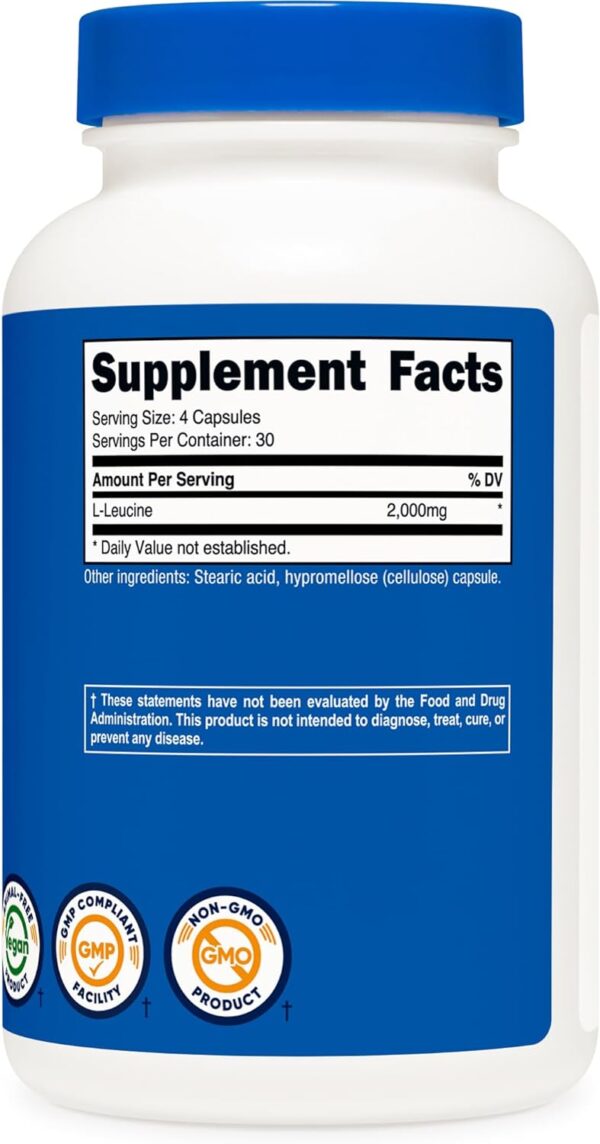 Nutricost L-Leucine 2,000mg, 120 Vegetarian Capsules, Non-GMO, Gluten Free, 30 Servings