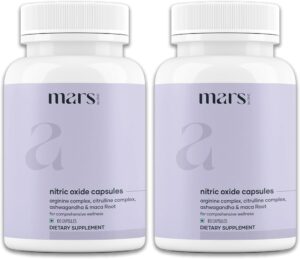 Mars Nitric Oxide Booster Capsules | Powered with L-Arginine, L-Citrulline & Adaptogens | Enhances Blood Flow, Endurance & Muscle Recovery | 60 Capsules (2)