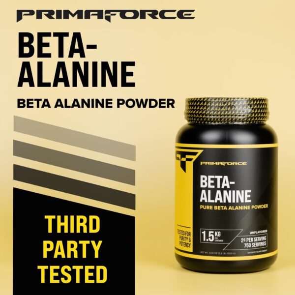 Primaforce Beta Alanine Powder, Unflavored, 1.5 kg - Gluten Free, Non-GMO Supplement for Men and Women