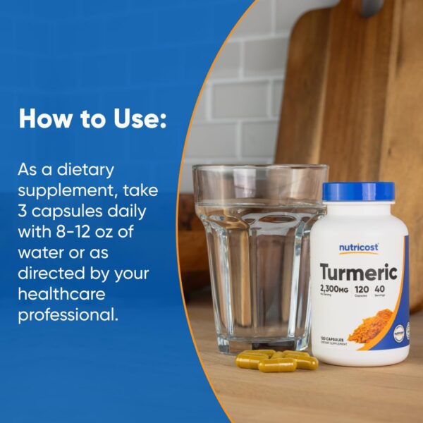 Nutricost Turmeric Curcumin with BioPerine and 95% Curcuminoids, 2300mg, 120 Capsules, Veggie Capsules, 767mg Per Cap, 40 Servings, Gluten Free, Non-GMO