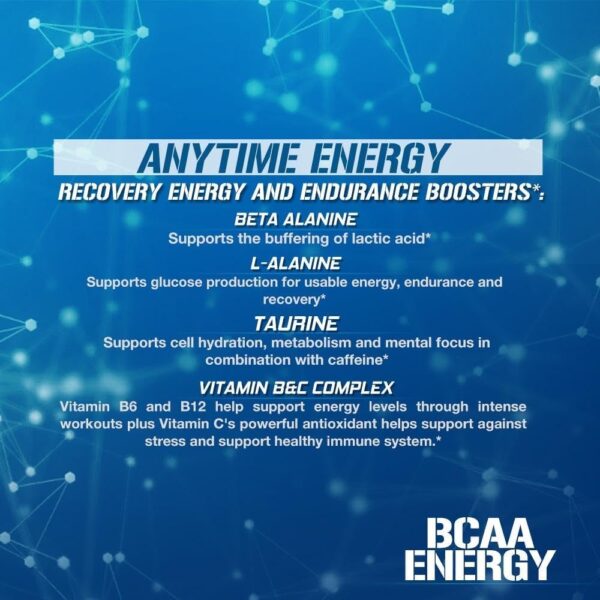 EVL BCAAs Amino Acids Powder - BCAA Energy Pre Workout Powder for Muscle Recovery Lean Growth and Endurance - Rehydrating Post Workout Recovery Drink with Natural Caffeine - Blue Raz