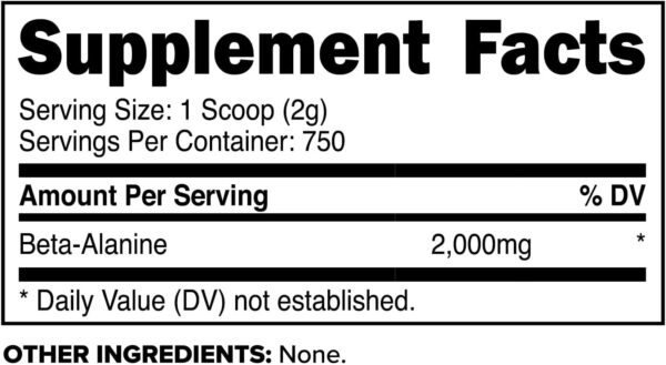 Primaforce Beta Alanine Powder, Unflavored, 1.5 kg - Gluten Free, Non-GMO Supplement for Men and Women