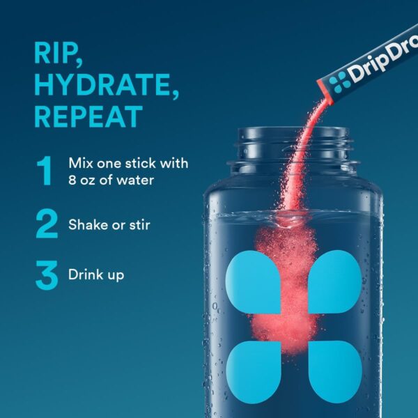 DripDrop Hydration Packets - Watermelon - Single Serve Electrolytes Powder Drink Mix - Non-GMO, Gluten Free, Vegan - 32 Sticks