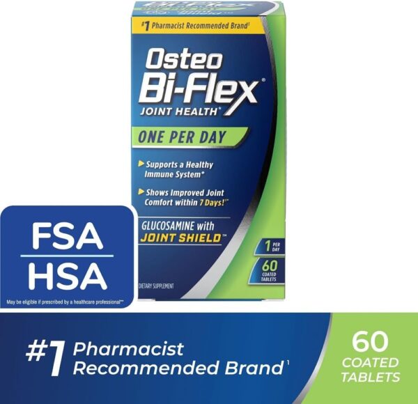 Osteo Bi-Flex One Per Day, Glucosamine Joint Health Supplement with Vitamin D, Coated Tablets, 60 Count