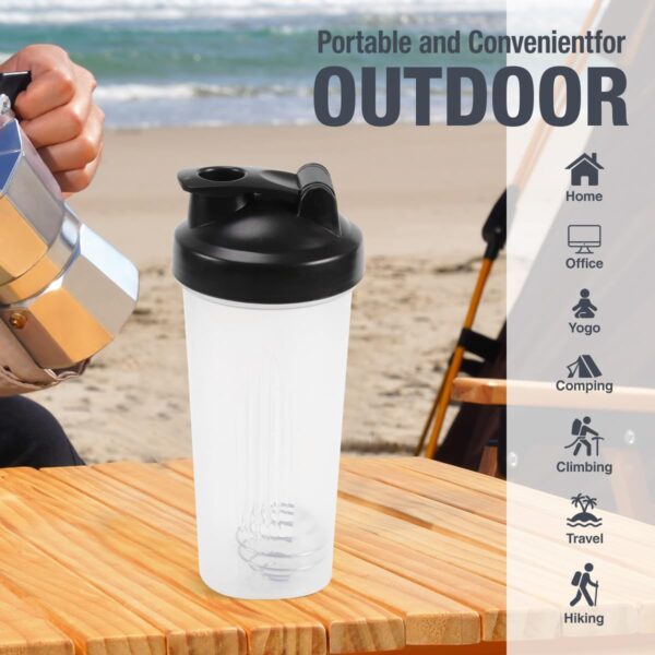 Shaker Bottle with Balls Leak Proof Drink Ideal for Workout Supplements,Protein Powder, BPA Free, Nutrition, Portable Fitness Enthusiasts Athletes，20oz，White