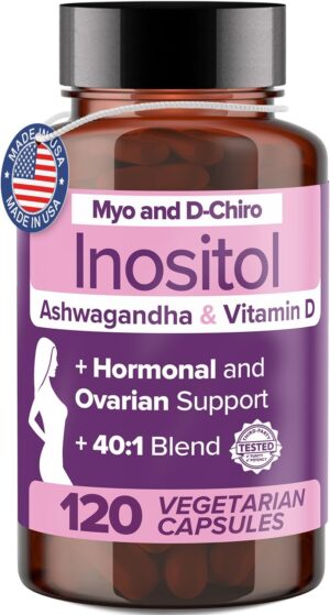 Intimate Rose Myo-Inositol & D-Chiro Inositol Supplement for Women - Hormone Balance & Ovarian Support for Women - Ideal 40:1 Ratio, Vitamin D3 + Ashwagandha