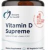 Designs for Health Vitamin D Supreme - Vitamin D 5000 IU with 2000mcg Vitamin K as MK4 for Bone Health, Heart Health & Immune Support - Vitamin D3 Enhanced with GG Supplement (60 Capsules)